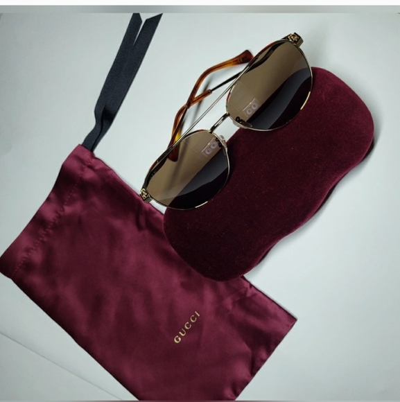 NEW Gucci Aviator Sunglasses Endura Gold Brown Lens - Picture 2 of 8